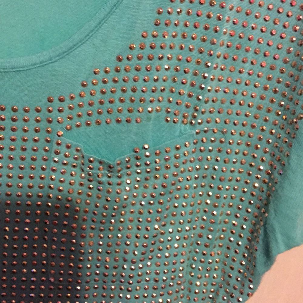 Mint green sequin shirt size large - Picture 4 of 4